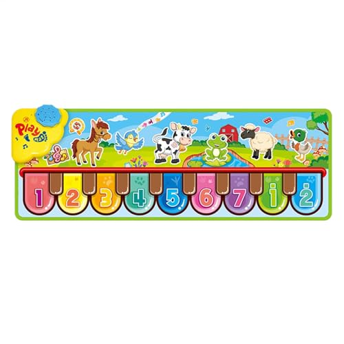 Klavier -Tastaturmatte - Bodentastaturmatte, Kinderriesen -Boden Klaviermatte | Floor Piano Matte, Musikpartyspiel Mat, Kinder Touch Dancing Matte Animal Klänge Einstellbares Volumen Nicht-Schlu von Generic