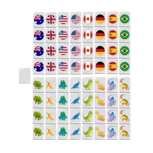 Kleines Mahjong-Set, Mahjong-Block-Puzzle-Mahjong-Set – Nationalflagge Mah Jong, 64 Fliesen, Bausteine, tragbare Mahjong-Fliesen-Spiele für Spaß, Familienspielabend von Generic