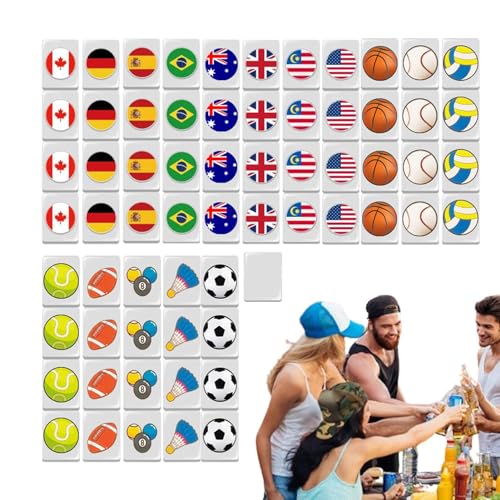 Kleines Mahjong-Set,Reise-Mahjong-Sets | Blockpuzzle-Mahjong-Set,Bausteine ​​64 Spielsteine, Mahjong-Spielsteine, Reisespielzeug, MAh-Jong-Spielset mit Nationalflagge, Gesellschaftsspiele von Generic