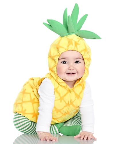 Kleinkind Baby Weihnachten Ananas Kostüm,niedliche Ananas Form Overall Streifen Socken Set für Kleinkind Neugeborenen Junge Mädchen Weihnachten Outfits (Yellow, 0-6 Months) von Generic