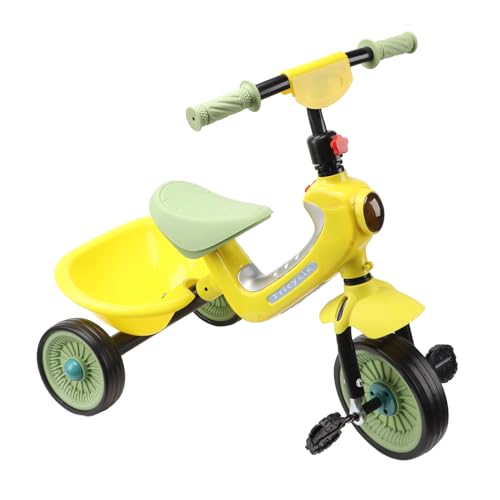 Kleinkind-Dreirad Gelbgrün, Anti-Rollover-Pedal-Trike, Musikbeleuchtung, Verstellbares Reitspielzeug, Indoor-Outdoor-Spiel für von Generic