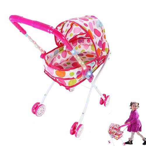 Kleinkind-Puppen-Kinderwagen, Kleinkind-Kinderwagen-Spielzeug, 2-in-1-Kinderwagen-Puppenspielzeug Einziehbares Verdeck und weicher Griff – abnehmbare Spielzeug-Kinderwagen-Tragetasche für Kleinkinder von Generic