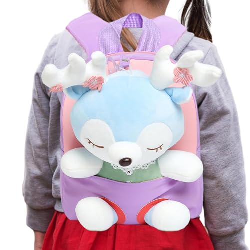 Kleinkind-Rucksack für Mädchen – Kleinkind-Rucksack mit Abnehmbarer Rentier-Puppe, kleine Tier-Schultasche, Snack-Reisetasche, Vorschul-Umhängetasche, Geschenk für Kinder von Generic