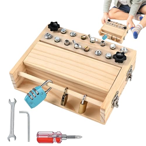 Kleinkinder Schraubendreher Spielzeug Set - Holz Lernspiel Vorschule - STEM Lernspielzeug mit Schlüssel und Schloss für Kinder von 3-5 Jahren, Vorschule, Geburtstag, Reise, Roadtrip und Kleinkinder Schraubendreher Spielzeug Set - Holz Lernspiel Vorschule - STEM Lernspielzeug mit Schlüssel und Schloss für Kinder von 3-5 Jahren, Vorschule, Geburtstag, Reise, Roadtrip und von Generic