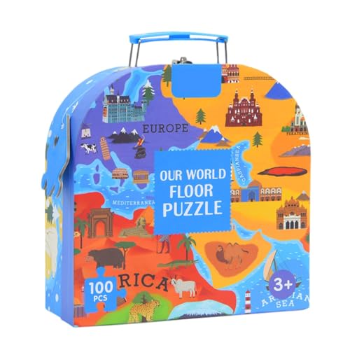 Kleinkinder Vorschulpuzzle - Papierpuzzlespielzeug, Tragbare Weltkartenkarte | Kinderpädagogikspielzeug Mit Exquisiten Reisschnuckle -Körperschlösser Für Kinder Verbesserung Der Handkoordination Globe von Generic