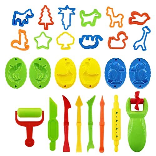 Knete Zubehör Set für Kinder, 26 Stück Knetwerkzeug Teig Plastilin Werkzeug, Einschließen Formen, Schere, Teigrolle, Knete Extruder, Tiere Formen Modellierwerkzeug für Knete, Lernspielzeug für Kinder von Generic