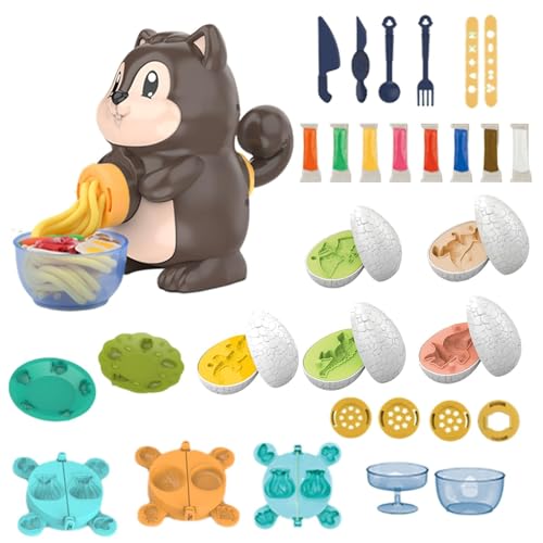 Knetmasse-Set für Kinder, Nudelmaschinen-Spielzeugset - Cartoon-Nudelmaschinen-Spielzeugset | Buntes Küchen-Knetspielzeug aus Ton für Geburtstag, Urlaub von Generic