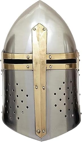 Knight Sugarloaf Armor Crusader Helm mit Holzständer Reenactment Helm | Cosplay SCA von Generic