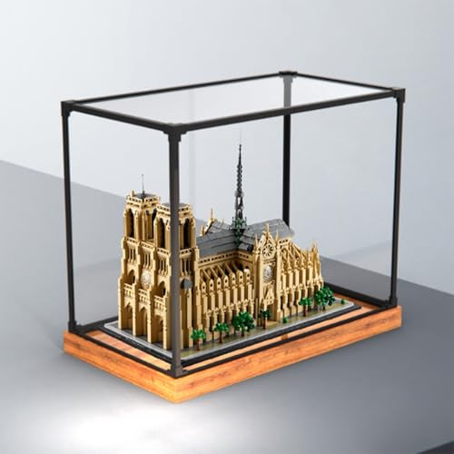 Kompatibel mit Lego 21061 Notre Dame de Paris Acryl-Displaybox, Sammlerstück, Geschenk-Displaybox, Aufbewahrungsbox (nur Box)(Wood Grain Base) von Generic