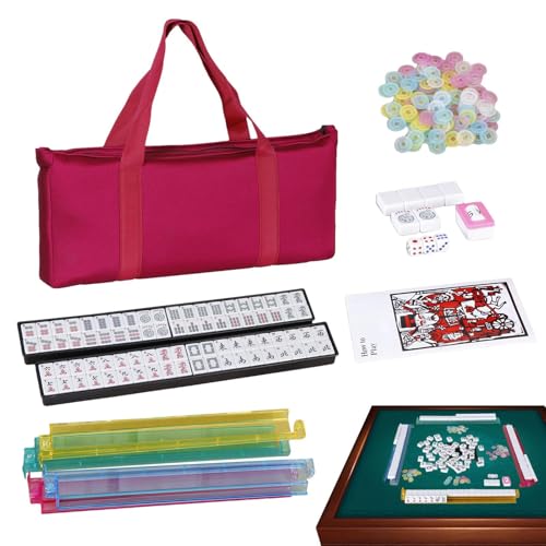 Komplettes Mahjong-Spielset | Klassisches Brettspiel Mahjong komplett, komplettes Set mit Linealen und Würfeln für Anfänger, Frauen und ältere Menschen, Fans von Mah Jongg Komplettes Mahjong-Spielset | Klassisches Brettspiel Mahjong komplett, komplettes Set mit Linealen und Würfeln für Anfänger, Frauen und ältere Menschen, Fans von Mah Jongg von Generic