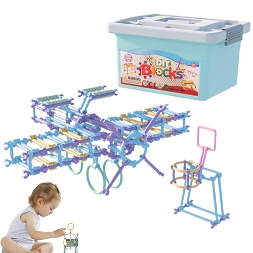 Konstrukteursspielzeug aus Stroh,STEM-Bauspielzeug - 1500-teiliges pädagogisches Bautechnik-Set - Engineering Connector Sticks für Logikspiele, Ausbildung für Vorschulkinder für Intelligenz, Vorschu von Generic