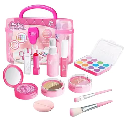 Kosmetikset für Kinder – Tragbares Make-up-Set für Mädchen | Baby-Waschtisch-Spielzeug-Set | Großhandel für Spielhaus-Geburtstage, Prinzessin-Weihnachts-Waschtischzubehör, Geburtstagsspielspielzeug fü von Generic