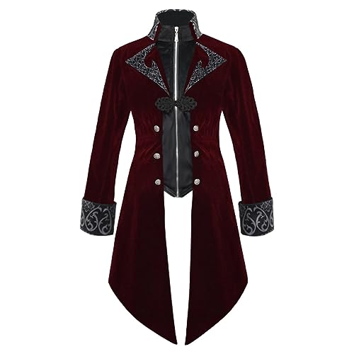 Kostüm Mittelalter Herren, Herren Steampunk Frack, Vintage Viktorianischen Gothic Frack Viking Renaissance Mittelalter Renaissance Steampunk Jacke Smoking Karnevalskostüme Herren von Generic