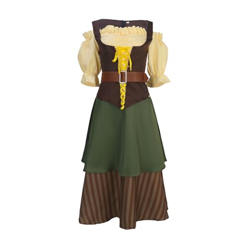 Kostüm für Erwachsene Mittelalterliche Wirtin, mittelalterliche Frau, Kleid mit Bluse, Unterrock, Korsage, Karneval, Halloween, Fasching, Mottoparty Kostüm von Generic