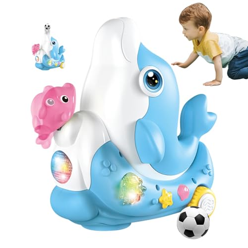 Krabbelndes Delfinspielzeug,Laufendes Delfinspielzeug,Blasender Ball-Design-Delphin-Laufspielzeug - Delphin-Musik-Leuchtspielzeug für, Mädchen, Kinder von Generic