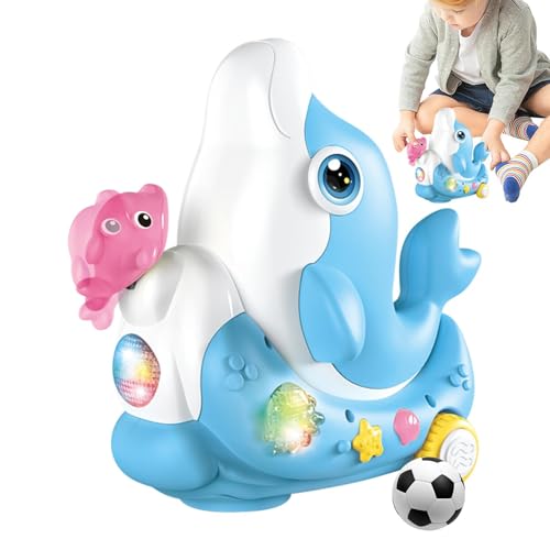 Krabbelndes Delfinspielzeug | Blasendes Ball-Design, Delfin-Laufspielzeug, interaktives musikalisches, leuchtendes Krabbelspielzeug für Kinder, Freunde, Mädchen, von Generic