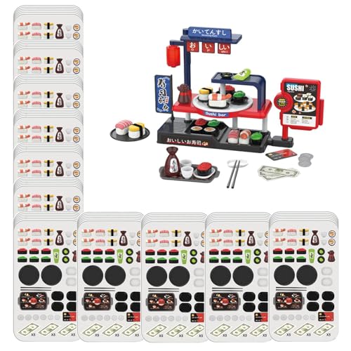 Küchenspielset,Kinderspielküche | Tragbares Kinderspielset mit Lichtern und Geräuschen,Multifunktionales verwandelndes Spielzeug, Spielnahrungszubehör für den Vorschulkindergarten von Generic