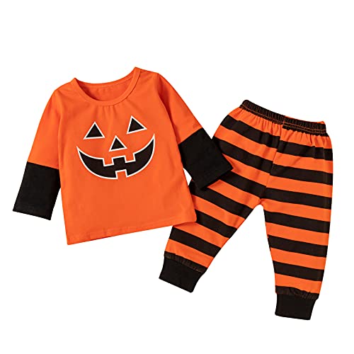 Kürbis Kostüm Kinder Halloween Verkleidungs Sets für Jungen Mädchen Halloween Kostüme Kürbis Kostüme Halloween Kürbis Sets Unisex Kürbis Kostüme Karneval Cosplay Party (Orange, 6-12 Months) von Generic