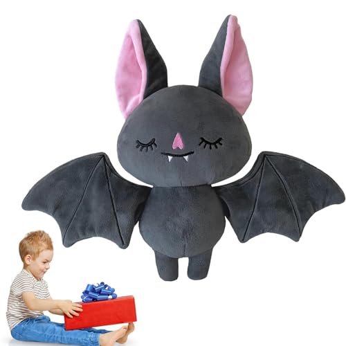 Kuscheliges gefülltes Fledermaus-Plüschtier – weiches 18 cm großes Plüschtier, Halloween-Tier-Plüschpuppe | Halloween-Stofftier, Stofftier mit Fledermaus-Motiv, Bett, Kinderzimmer, Schlafzimmer, Autos von Generic