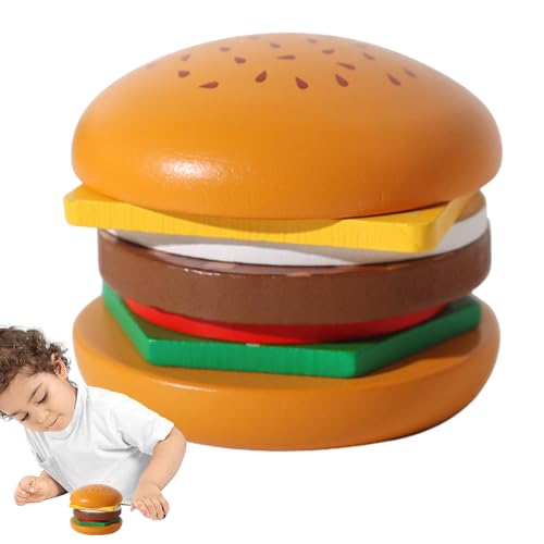 Lebensmittel-Stapelspiel, Holz-Burger-Sandwich-Stapelspielzeug - Spielen Sie Hamburger Sandwich pädagogisches Vorschul-Lernspielzeug - Spielen Sie Essensspielzeug für 3-5-Jährige, Lernspielzeug für de von Generic