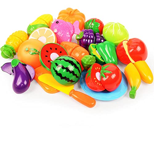 Lebensmittel schneiden Spielzeug für Kinder Spielen Lebensmittel 18pcs/Set Spielzeug Food BPA kostenlos Obst Gemüse Spielzeugspiel Küche Accessoires für Mädchen Jungen Geschenk. von Generic