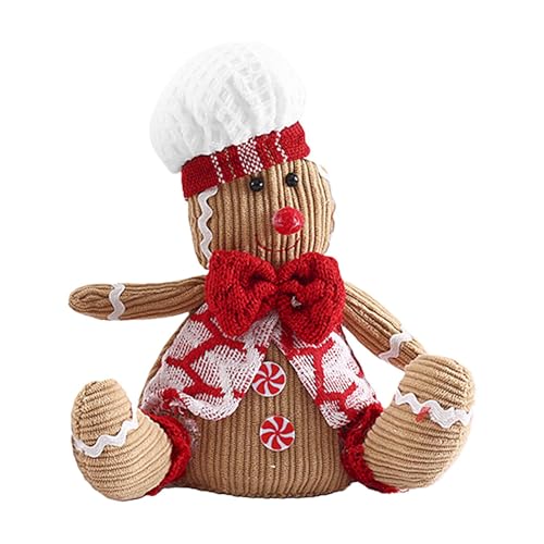 Lebkuchen-Nachtlicht,Lebkuchenmann-Puppe | Leuchtende Weihnachts-Lebkuchenmann-Plüschpuppe | 26 cm/10 Zoll Lebkuchen-Stoffspielzeug, festliche weiche Plüschfiguren, Plätzchen-Plüschpuppe für Weihnacht von Generic