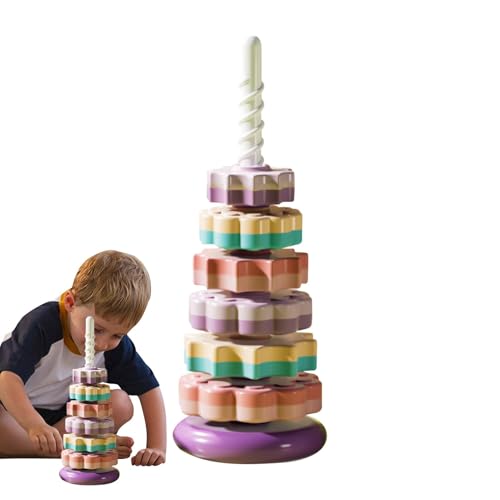 Lernspielzeug für Kleinkinder, stapelbares Spielzeug für Babys | Sensorisches Spielzeug Bunte Stapelringe Spin Stacker - Baby Spinner Spielzeug, hilft Babys beim Greifen, Stapeln, Drehen, von Generic