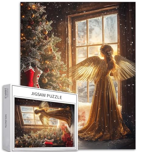 Leuchtender Weihnachtsengel 1000 Teile Puzzle für Erwachsene, Weihnachtsbaumdekoration, Kunst-Puzzle, bunte DIY-Puzzles für Heimdekoration, Geschenke, Familienpuzzle, perfekt für Spieleabende, 50 x 70 Leuchtender Weihnachtsengel 1000 Teile Puzzle für Erwachsene, Weihnachtsbaumdekoration, Kunst-Puzzle, bunte DIY-Puzzles für Heimdekoration, Geschenke, Familienpuzzle, perfekt für Spieleabende, 50 x 70 von Generic