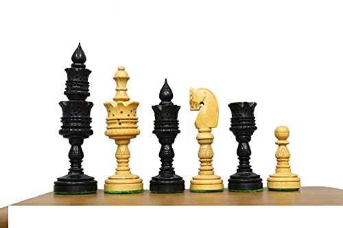 Lotus-Serie – Einzigartiges, handgeschnitztes Schach-Set & künstlerische Schachfiguren mit einer 11,4 cm großen King-Kombination aus Ebenholz/Buchsbaum, Taj Chess Store von TAJ CHESS STORE