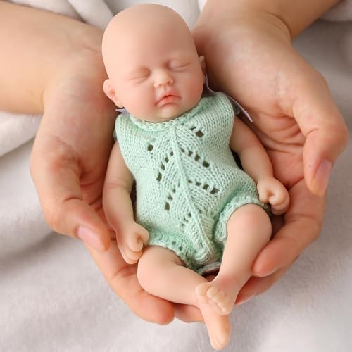 MYREBABY 7 Zoll Mini Silikon Baby, Reborn Babypuppen Silikon Ganzkörper Realistische Neugeborene Babypuppe Real Life Miniatur Babypuppe (Mädchen) von Generic