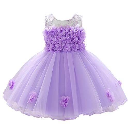 Mädchen Kleid Rock Karneval - Abendkleid Pageant Baby Geburtstag Blumen Prinzessin Party Hochzeit Kleidung & Rock Geburtstag Party Rock Tutu (Purple, 0-6 Months) von Generic