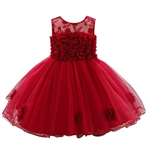 Mädchen Kleid Rock Karneval - Abendkleid Pageant Baby Geburtstag Blumen Prinzessin Party Hochzeit Kleidung & Rock Geburtstag Party Rock Tutu (Red, 12-24 Months) von Generic