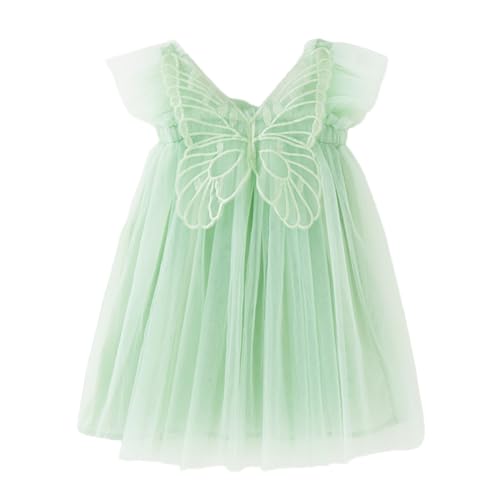 Mädchen Kleid Rock Karneval - Kleinkind Mädchen Fliegenärmel Schmetterling Mit Flügel Tüll Urlaub Party Kostüm Kleid Tanz Party Kleider Kleidung Karneval Party Rock Tutu (Green, 12-18 Months) von Generic