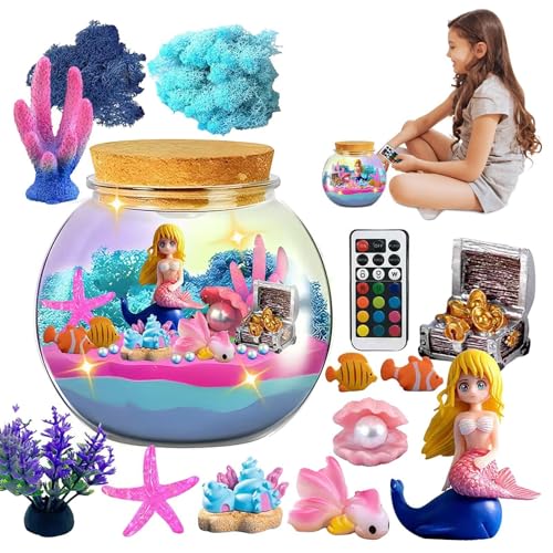 Mädchen-Terrarium-Set – Meerjungfrauen-Terrarium-Set, LED-Nachtlicht-Terrarium, Pädagogisches Kunsthandwerk Für Kinder Mit Fernbedienung, Meeresbewohner-Aquarium Für Mädchen Im Alter Von 4 Bis 12 Jahr von Generic