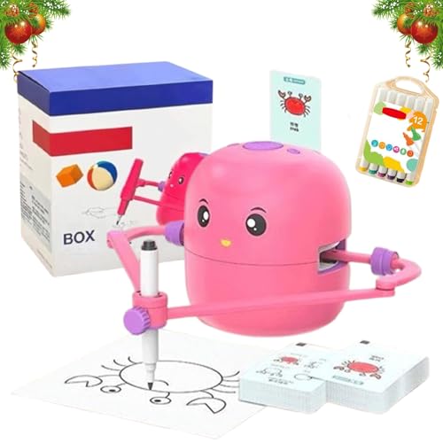 Magic Drawing Robot for Kids with Cards, Interactive Educational Drawing Robot for Kids with 100 Word Cards & Voice Interaction, Magic Robot Drawing Toy(Red) von Generic