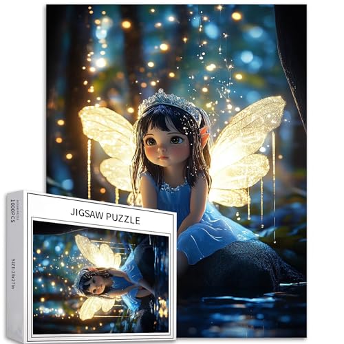 Magic Wings Fairy 1000 Teile Puzzle für Erwachsene, magischer Wald, Hintergrund, Kunst, Puzzle, bunte DIY-Puzzles für Heimdekoration, Geschenke, Familienpuzzle, perfekt für Spielabende, 50,8 x 68,6 cm von Generic