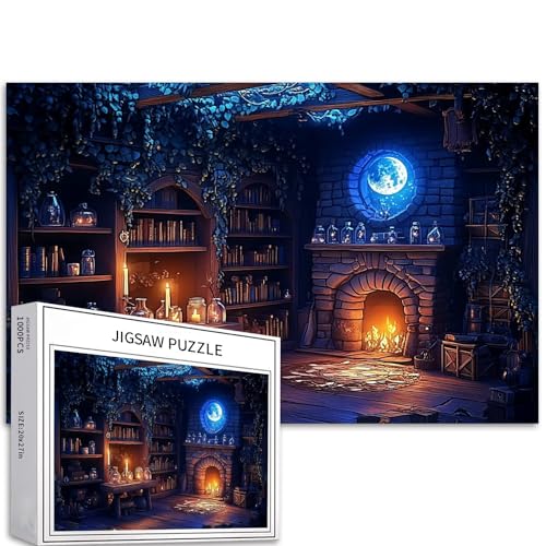 Magisches Hexenhaus 1000 Teile Puzzle für Erwachsene Geheimnisvolle warme Atmosphäre Kunstpuzzle Bunte DIY Rätsel für Heimdekoration Geschenke Familienpuzzle Perfekt für Spieleabende 60 von Generic