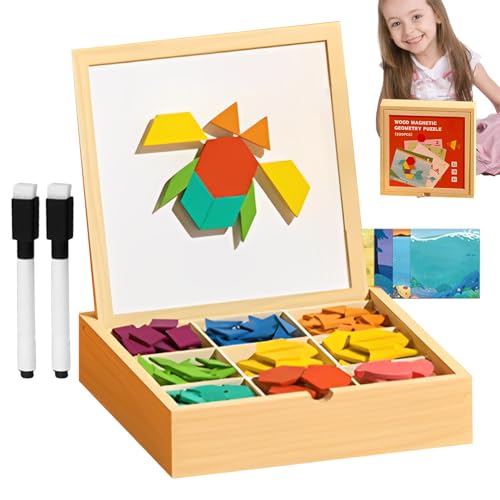 Magnetische Blöcke – Puzzles aus Holz mit geometrischen Formen, Geschenk zum Geburtstag – Bauspiel für Reisen Zuhause Jungen und Mädchen Magnetische Blöcke – Puzzles aus Holz mit geometrischen Formen, Geschenk zum Geburtstag – Bauspiel für Reisen Zuhause Jungen und Mädchen von Generic