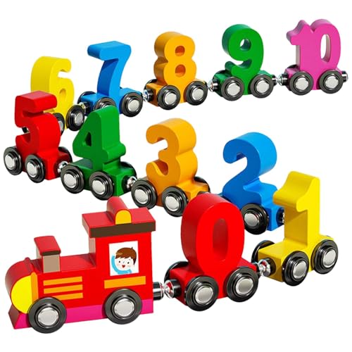 Magnetischer Holzzug, Zugset für Kleinkinder | Magnetische Puzzle-Bausteine ​​ - Holzeisenbahn-Set für Kleinkinder, Zahlenzüge-Lernaktivitäten, Lernspielzeug für Kinder von Generic