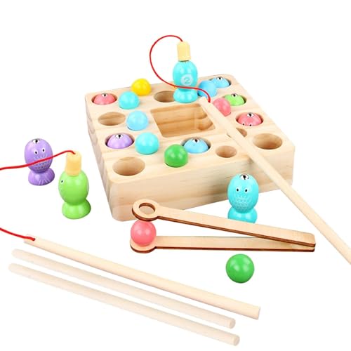Magnetisches Angelspiel aus Holz, Angelspiel - Buntes sensorisches Brettspiel - Interaktives Fischspielzeug aus Holz mit Perlenzählspiel, frühes Lernspielzeug für Motorik Feinmotorik Magnetisches Angelspiel aus Holz, Angelspiel - Buntes sensorisches Brettspiel - Interaktives Fischspielzeug aus Holz mit Perlenzählspiel, frühes Lernspielzeug für Motorik Feinmotorik von Generic