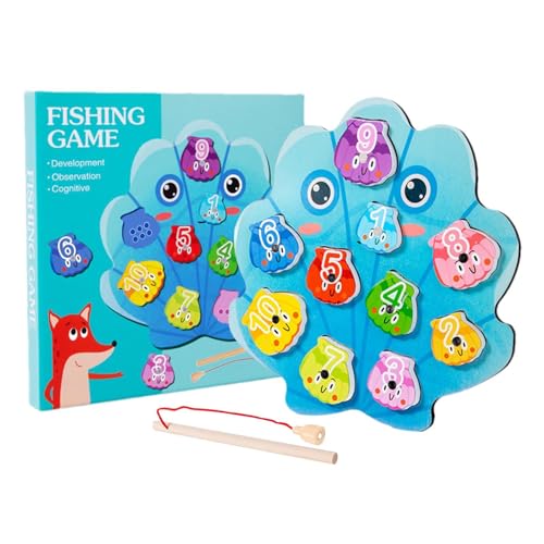 Magnetisches Angelspiel für Kinder, Angelspielzeug für Kleinkinder,Seashell Design Magnetische coole Fisch-Mathe-Spiele - Hand-Auge-Erkennungs-Angelspielzeug mit Zahlen für frühes Lernen, Kindergarten von Generic