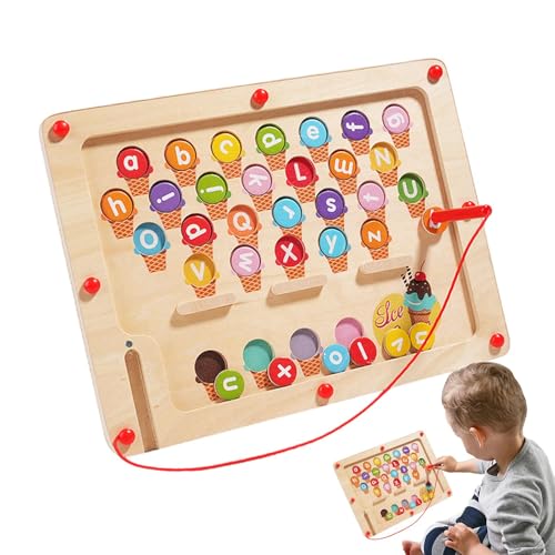 Magnetisches Farblabyrinth, Magnettafel für Kleinkinder | Farbiges Zahlen-Alphabet-Zeichenbrett aus Holz - Homeschool Supplies Lernspielzeug, pädagogisches Labyrinth-Brettspiel für Geburtstagsfeiertag von Generic