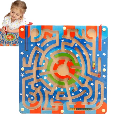 Magnetisches Labyrinth-Spielzeug, magnetisches Labyrinth mit Farben und Zahlen, magnetisches Labyrinth-Puzzleboard, Holzpuzzlebrett – Feinmotorik, Lernspielzeug, von Generic