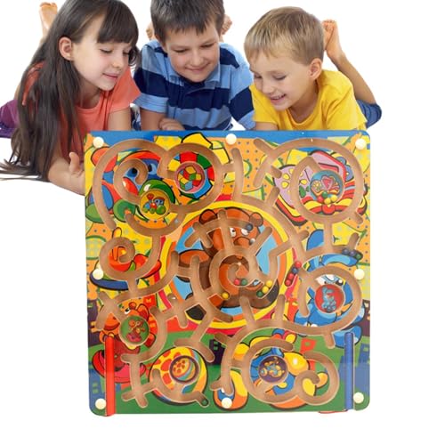 Magnetisches Labyrinth mit Farben und Zahlen, magnetisches Labyrinth, magnetisches Labyrinth, sortiertes magnetisches Lernlabyrinth aus Holz | Lernspielzeug für Feinmotorik für Vorschulalter und l von Generic