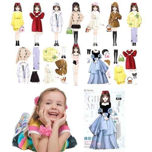 Magnetisches Papierpuppenspiel für Mädchen - Magnetische Anziehpuppe mit Prinzessin-Outfit und Zubehör, perfekt für Weihnachten, Neujahr, Ostern und Geburtstagsgeschenke von Generic