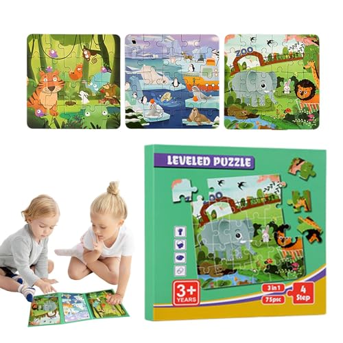 Magnetisches Puzzlebuch für Kinder,Magnetisches Puzzlebuch für Kinder - Montessori-Puzzle-Spielzeug | Interaktive Puzzles für Kinder ab 3 Jahren, Magnet-Puzzlebuch für Kleinkinder, Reise-Puzzlespielze von Generic