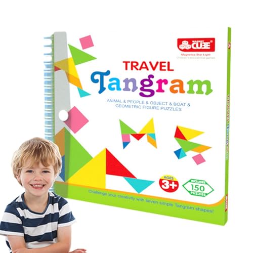 Magnetisches Tangram-Puzzle-Set – Magnetisches Musterblock-Set | Magnetische Tangram-Puzzles Für Unterwegs, Kreative Lernspiele Für Kleinkinder Und Kinder, Kompaktes Magnetisches Puzzlebuch Mit Formen von Generic