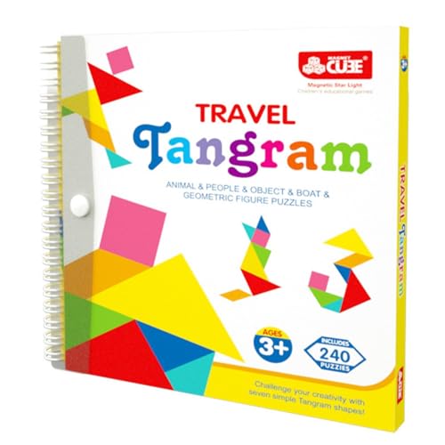 Magnetisches Tangram-Spiel – Reisefreundliches Puzzle Für Kinder | Magnetisches Tangram-Aktivitätsbuch, Lustige -Roadtrip-Spiele, IQ-Buch, Pädagogisches Denkspiel, Kreatives Magnetisches Puz von Generic