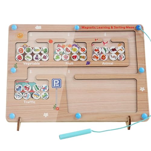 Magnettafel-Puzzles, Magnet-Zähllabyrinth,Obst-Gemüse-Tier-Verkehrslabyrinth-Puzzlebrett - Lernaktivitäten für Reisespielzeug für Kleinkinder, Homeschool-Zubehör für den Kindergarten von Generic