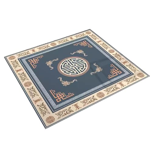 Mahjong-Matte, quadratisch, chinesischer Stil, Spieltisch-Abdeckung, Indoor-Heimspielmatte für Pokerkarten, Mahjongg-Spiel (Blau-2, 120 x 120 cm) von Generic